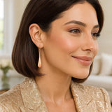 14k Rose Gold Long Polished Teardrop Dangling Earrings