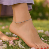 10k White Gold Singapore Anklet 1.5mm