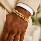 14k Two Tone Gold Pave Curb Bracelet (11.23 mm)