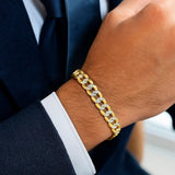 14k Two Tone Gold Pave Curb Bracelet (11.23 mm)