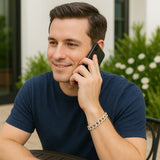 14k Two Tone Gold Curb Chain Bracelet with Diamond Pave Links (11.50 mm)