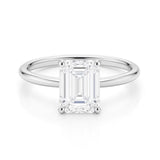 2 Carat Emerald Lab Grown IGI G/VS1 Diamond Solitaire Ring in 10K White Gold