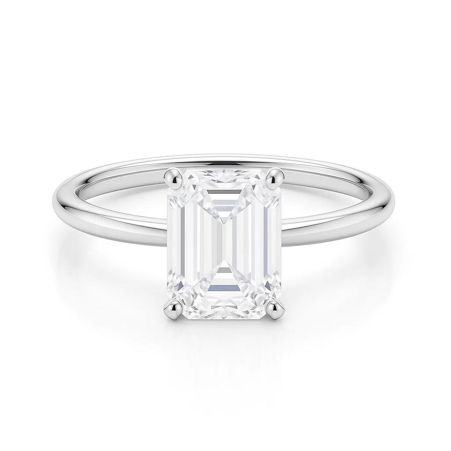 2 Carat Emerald Lab Grown IGI G/VS1 Diamond Solitaire Ring in 10K White Gold