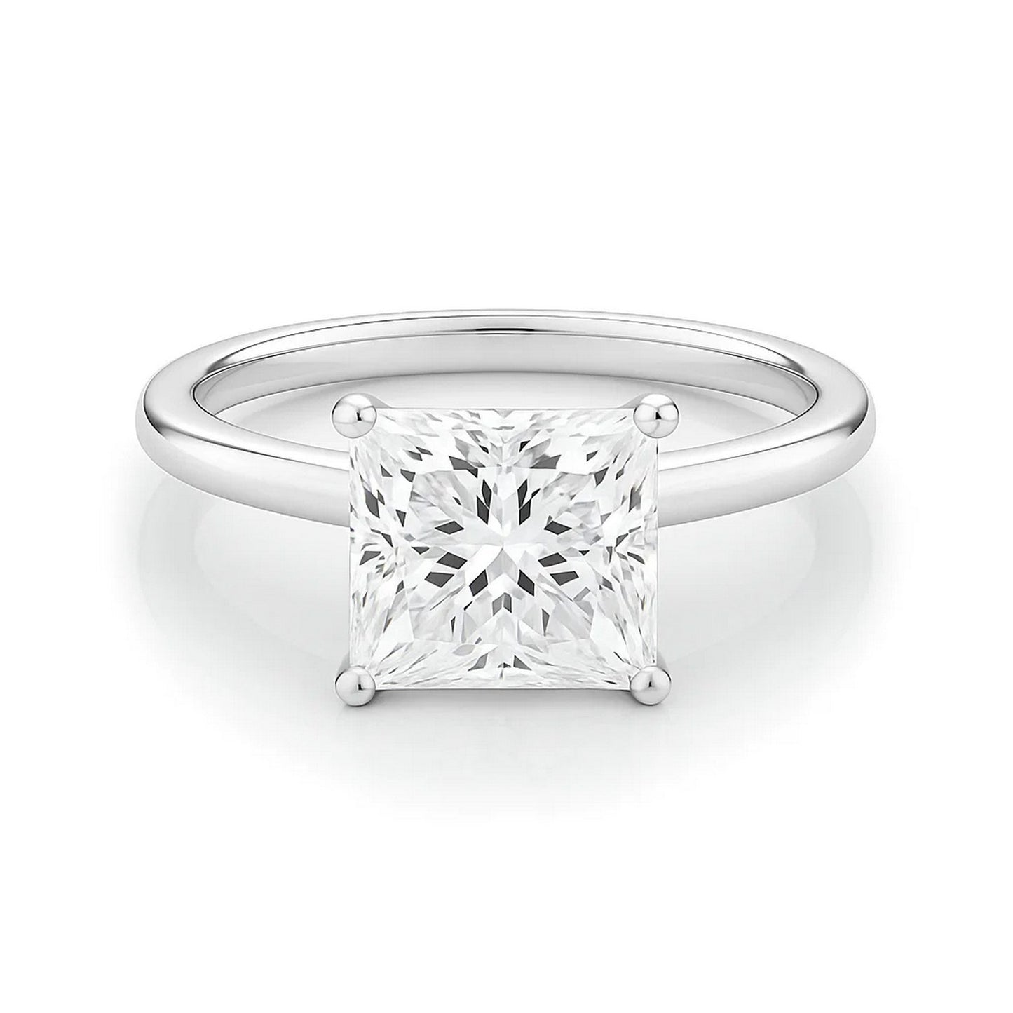 3 Carat Princess Lab Grown IGI G/VS1 Diamond Solitaire Ring in 14K White Gold