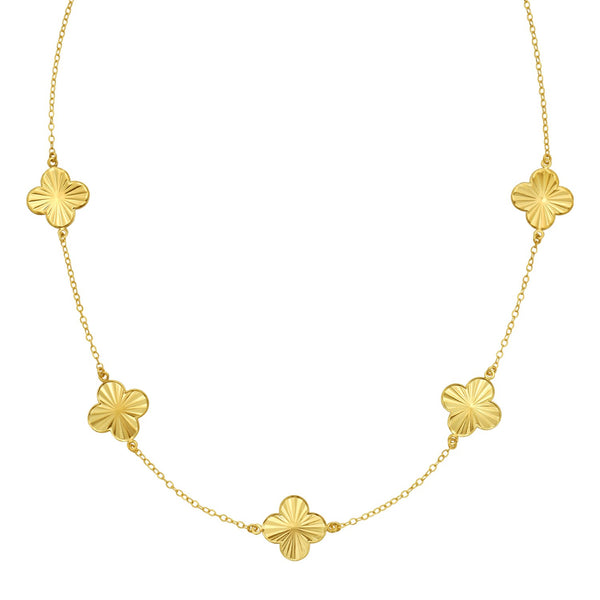14K Yellow Gold Clover Necklace
