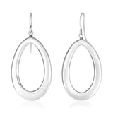 Sterling Silver Polished Puffed Teardrop Motif Dangle Earrings