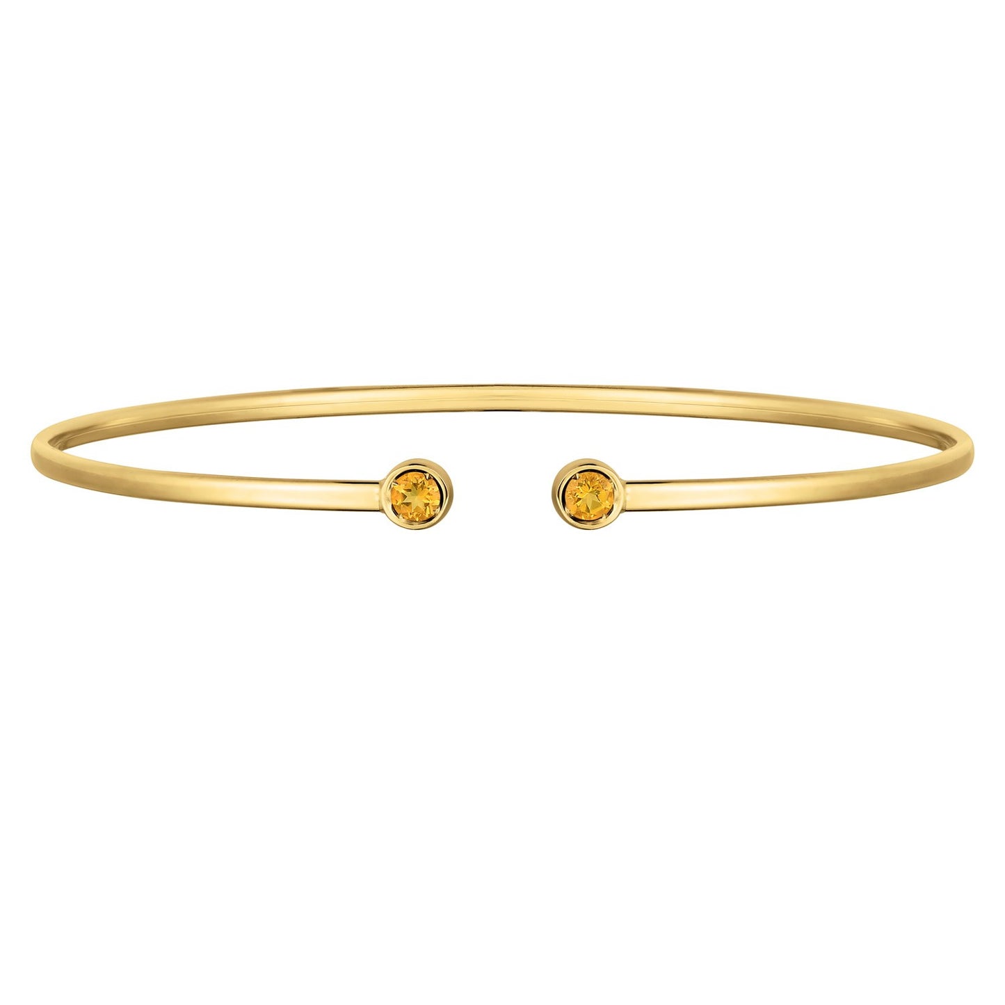 14K Yellow Gold Citrine Open Cuff Bangle (2.00 mm)