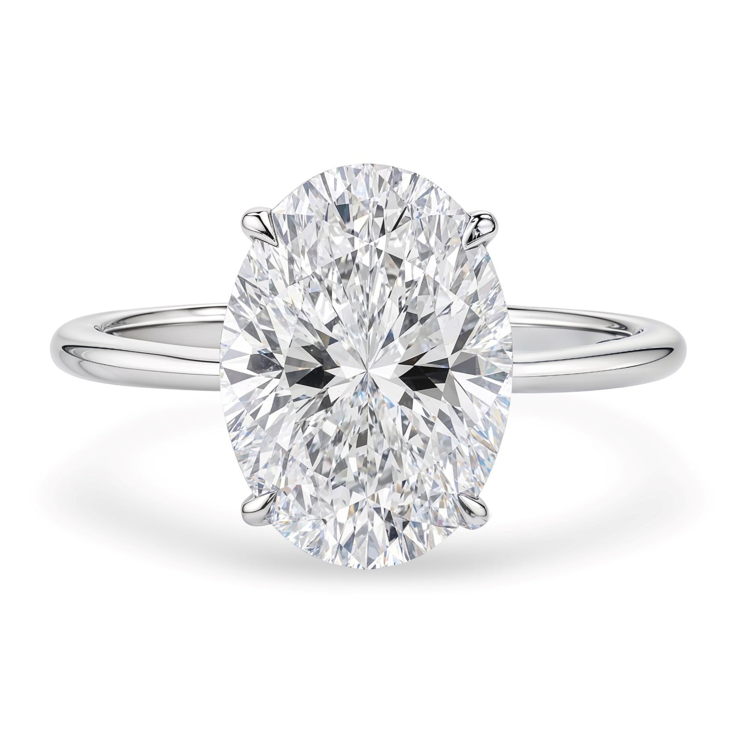 5 Carat Oval Lab Grown IGI G/VS1 Diamond Solitaire Ring in 14K White Gold