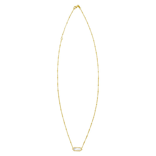 14K Yellow Gold Hexagon Mother Of Pearl Pendant Necklace