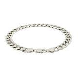 Rhodium Plated Sterling Silver Curb Style Bracelet (7.90 mm)