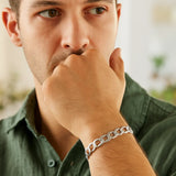 Rhodium Plated Sterling Silver Curb Style Bracelet (7.90 mm)