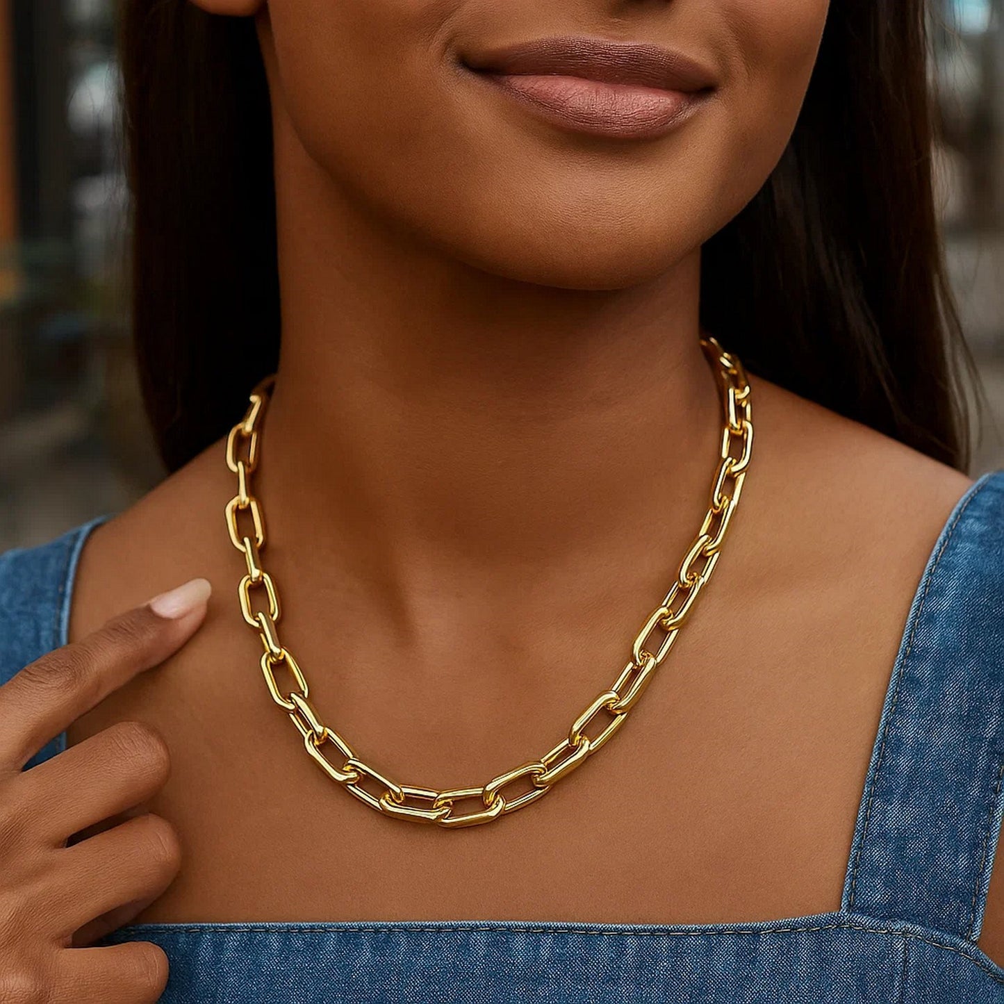 14k Yellow Gold French Cable Link Necklace (9mm)