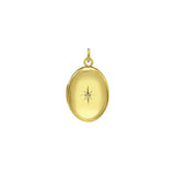 14K Yellow Gold Oval Diamond Locket Charm Pendant (16.00 mm)