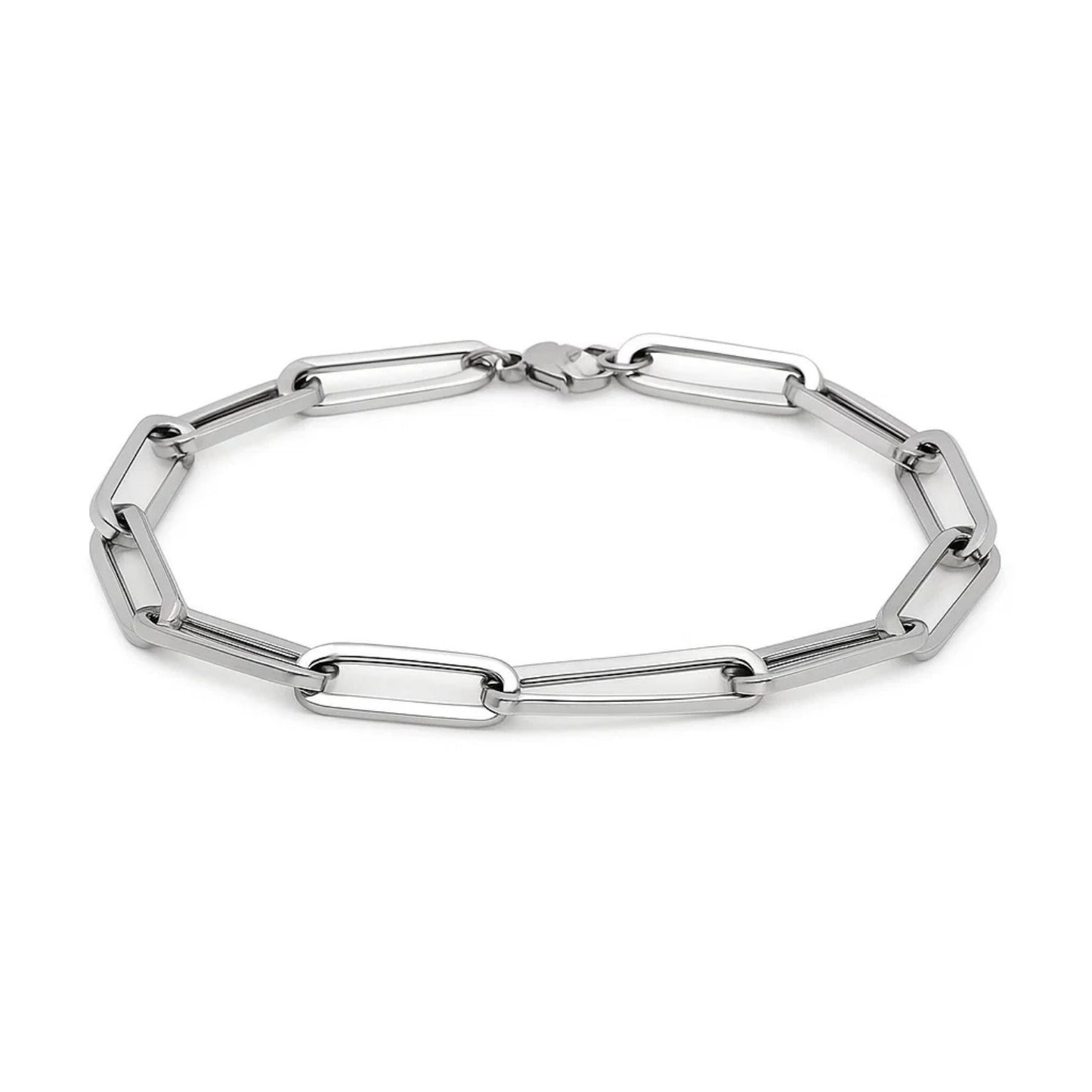 14K White Gold Extra Wide Paperclip Chain Bracelet (6.10 mm)