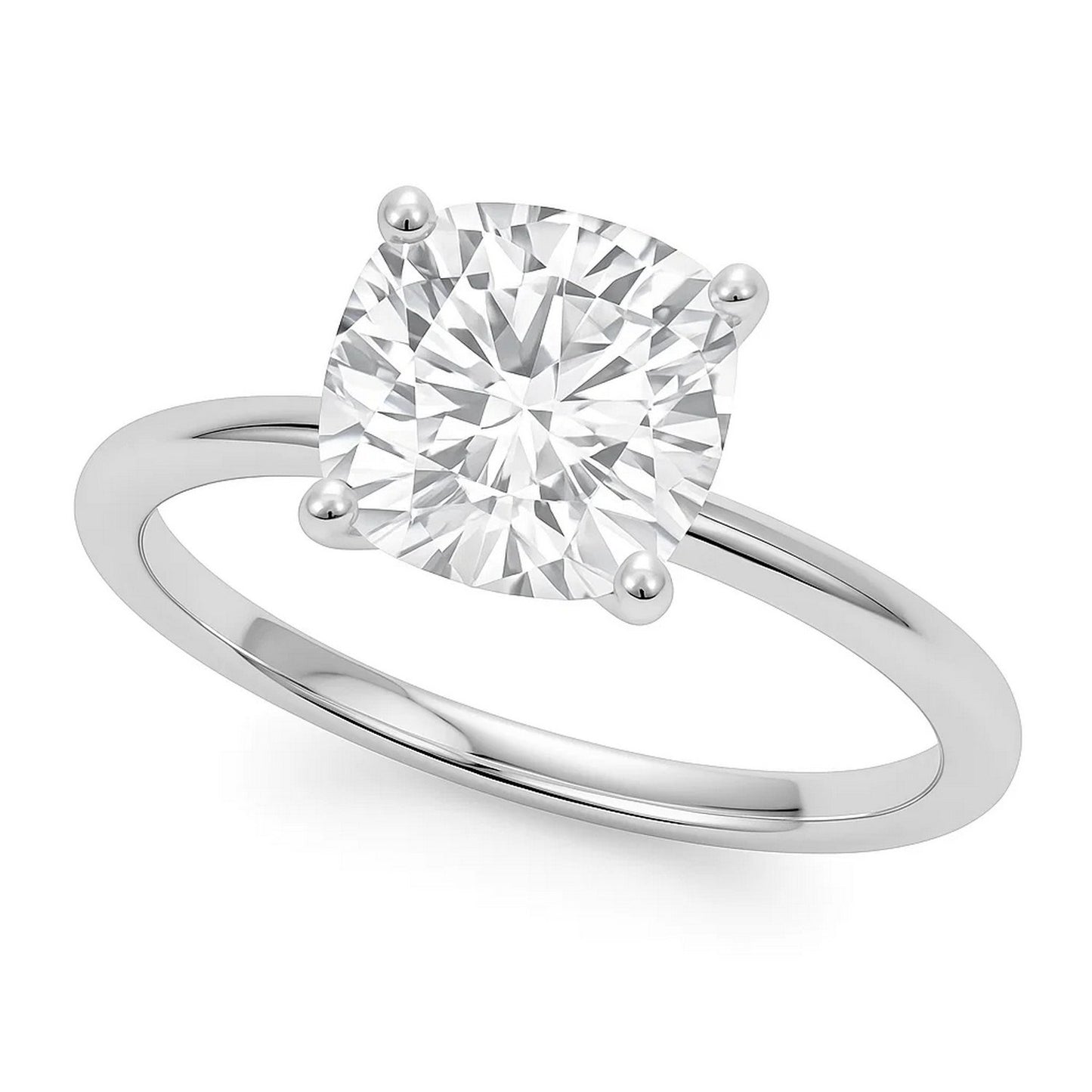 5 Carat Cushion Lab Grown IGI G/VS1 Diamond Solitaire Ring in 14K White Gold