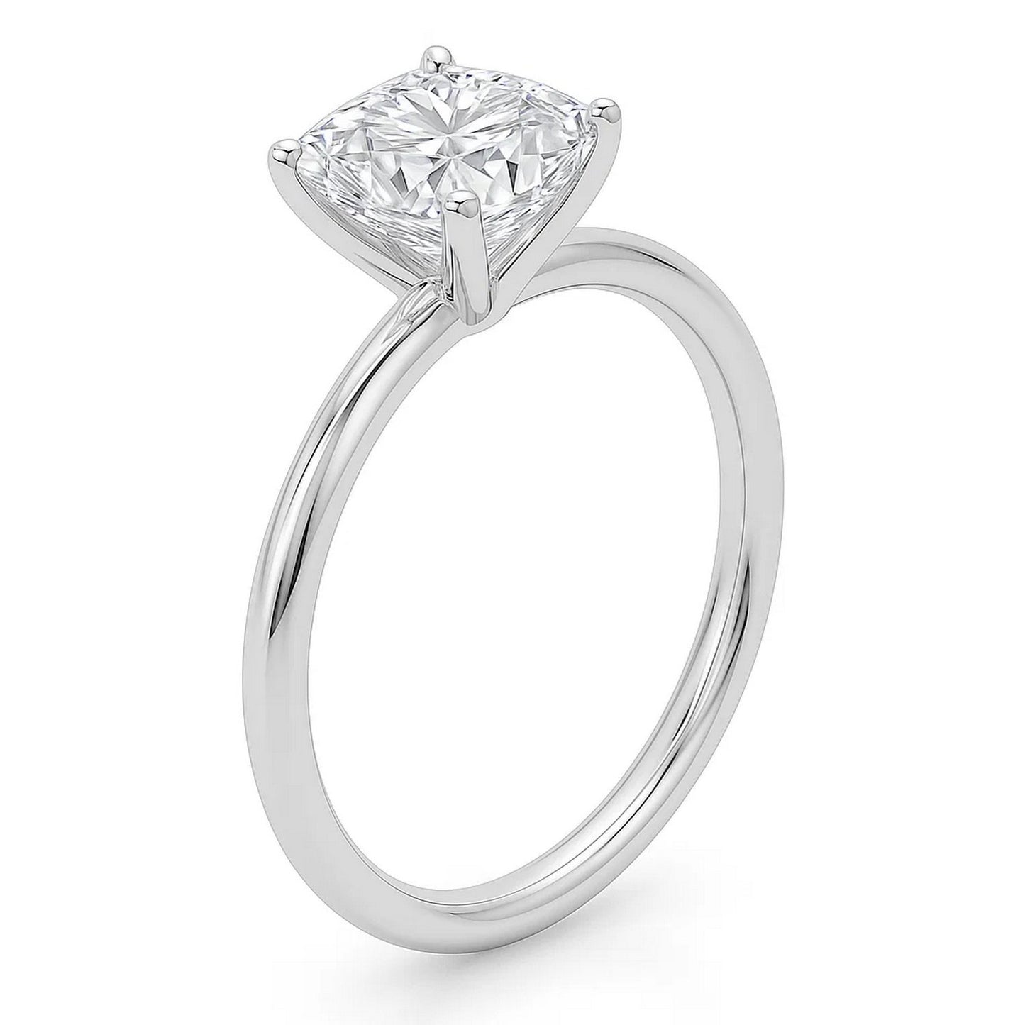 5 Carat Cushion Lab Grown IGI G/VS1 Diamond Solitaire Ring in 14K White Gold