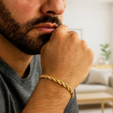 10k Yellow Gold Solid Diamond Cut Rope Bracelet (5.00 mm)