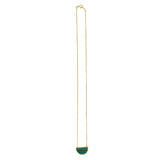 Malachite Geometric Half Moon Necklace in 14K Yellow Gold