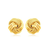 10k Yellow Gold Love Knot with Ridge Texture Earrings