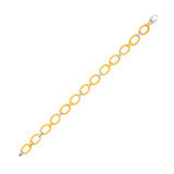 14k Two-Tone Gold Chain Bracelet with Textured Oval Links (6.35 mm)