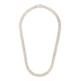 14k Two Tone Gold Miami Cuban Chain Necklace with White Pave