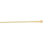 2.0mm 10k Yellow Gold Diamond Cut Rope Anklet