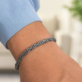 Sterling Silver Gunmetal Finish Byzantine Chain Bracelet (5.00 mm)