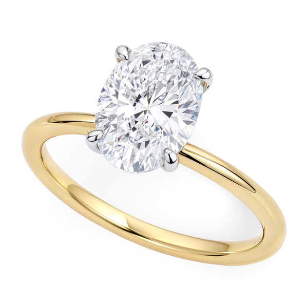 2 Carat Oval Lab Grown IGI G/VS1 Diamond Solitaire Ring in 14K Yellow Gold