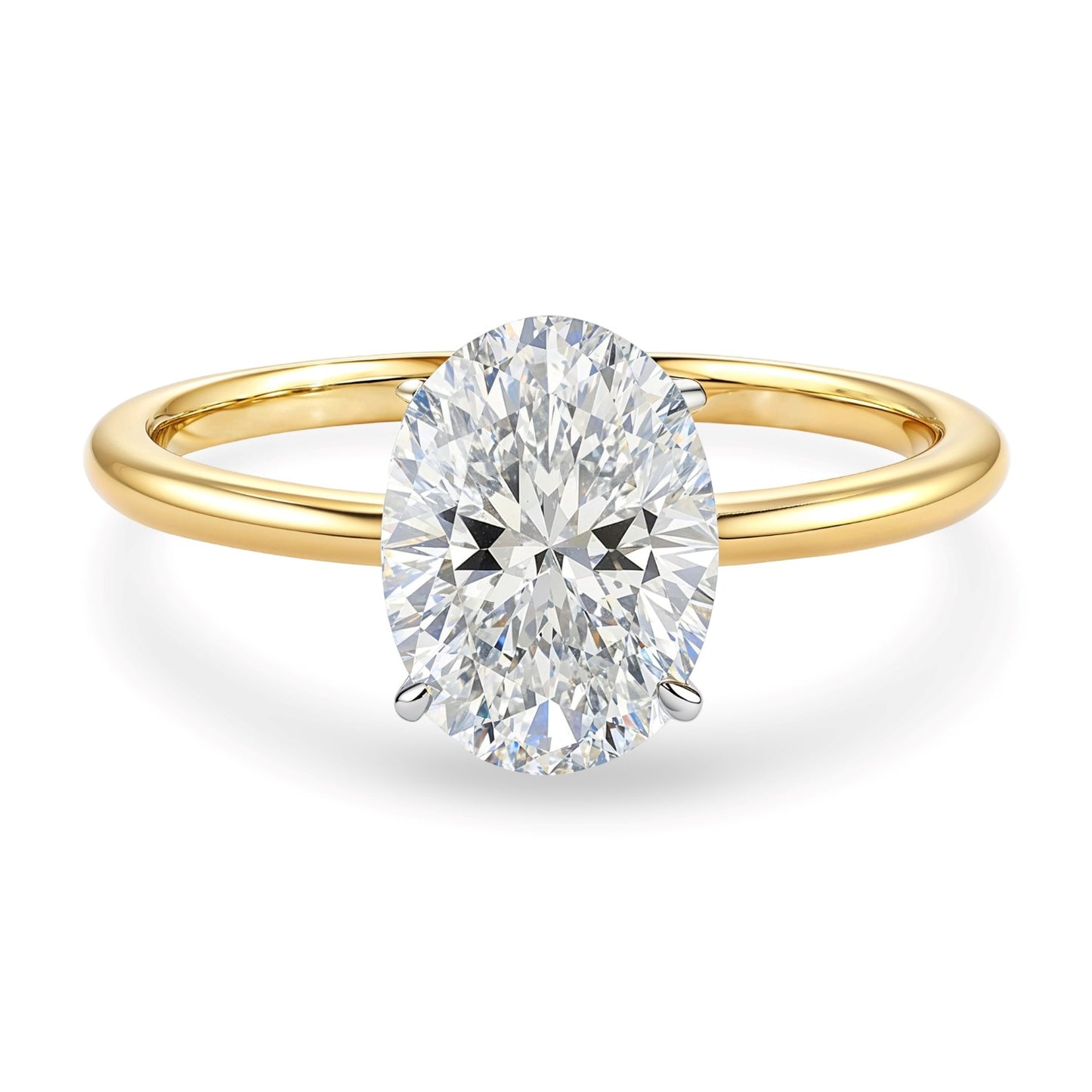 2 Carat Oval Lab Grown IGI G/VS1 Diamond Solitaire Ring in 14K Yellow Gold