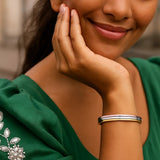 14K Tri Color Gold Layered Trinity Bangle (7.30 mm)