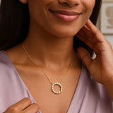 14K Yellow Gold Diamon Oro Circle Necklace