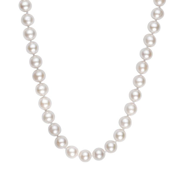 Pearl Necklace with Ball Clasp in 14K Yellow Gold