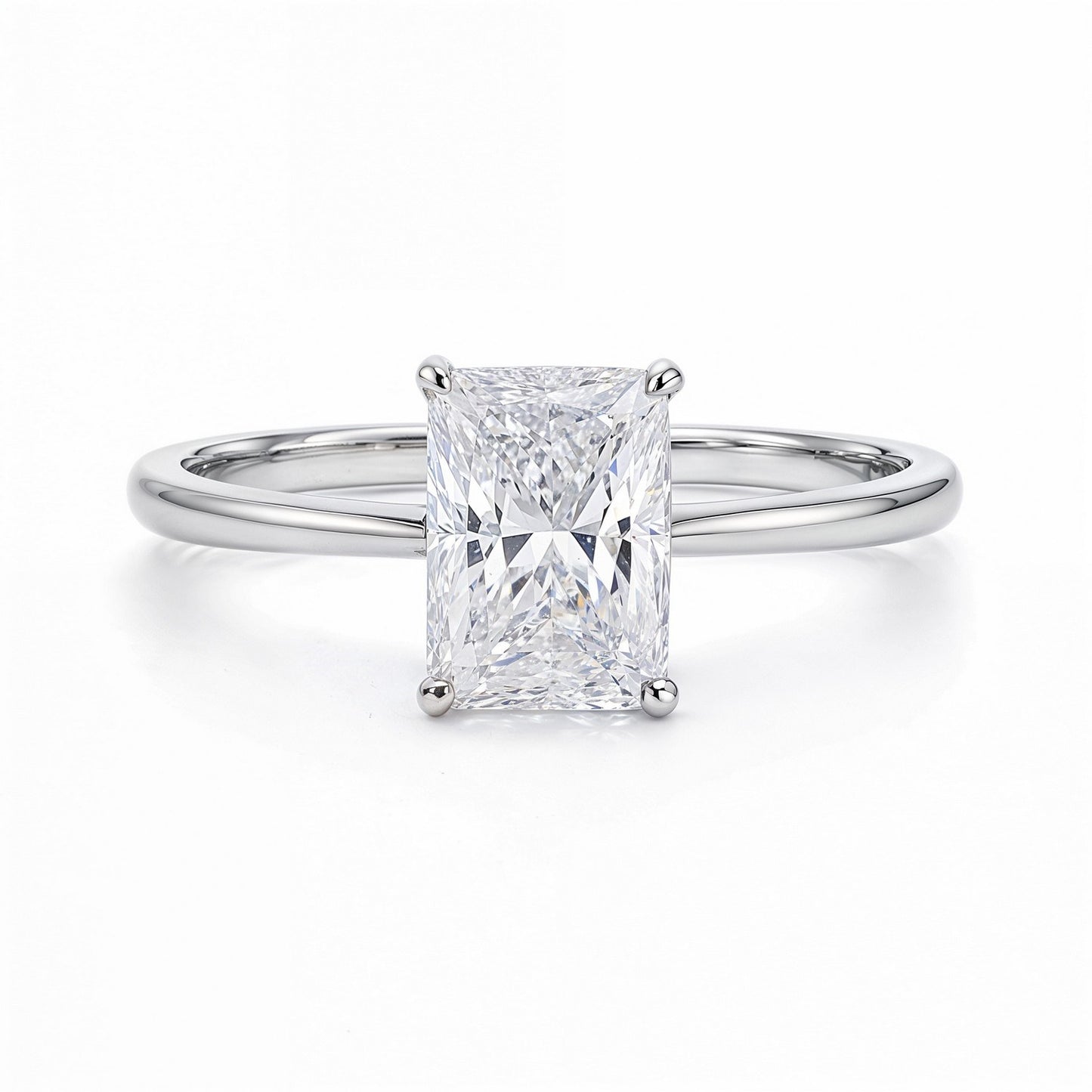 2 Carat Radiant Lab Grown IGI G/VS1 Diamond Solitaire Ring in 14K White Gold
