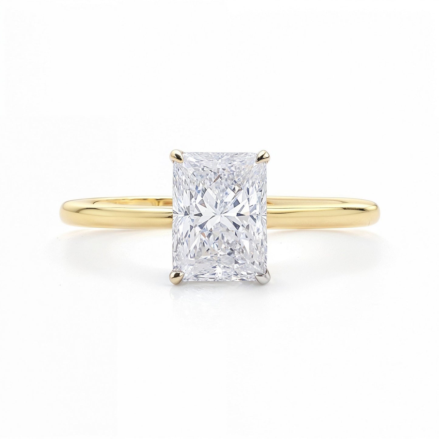 2 Carat Radiant Lab Grown IGI G/VS1 Diamond Solitaire Ring in 14K Yellow Gold