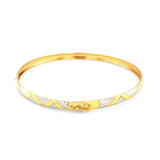 10k Two-Tone Gold Textured Zigzag Style Bangle (6.00 mm)