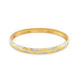 10k Two-Tone Gold Textured Zigzag Style Bangle (6.00 mm)