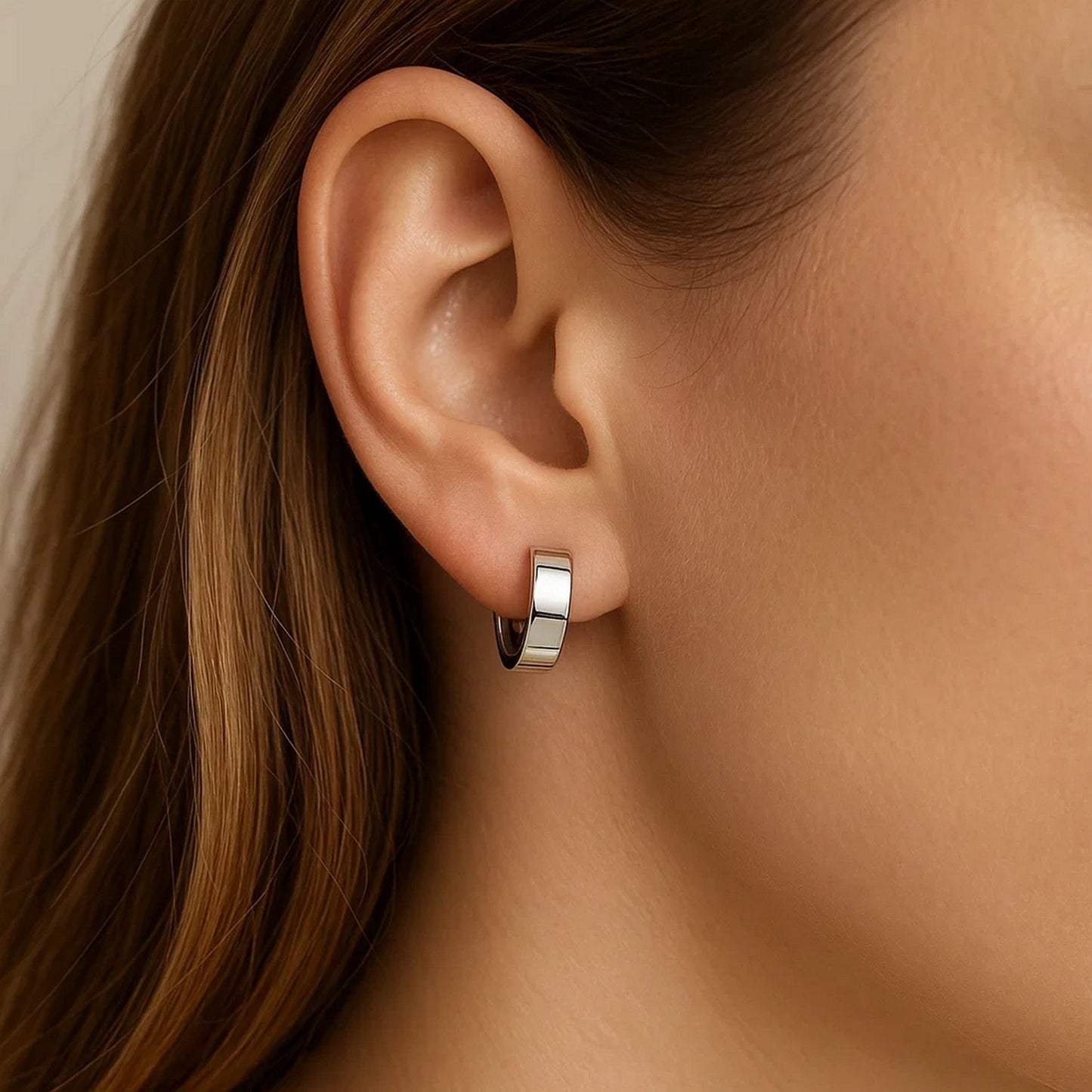 10k White Gold Snuggable Hoop Earrings