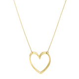 Large Open Heart Necklace in 14K Yellow Gold