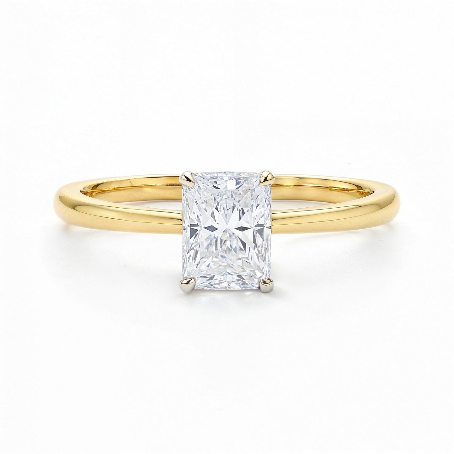 1 Carat Radiant Lab Grown IGI G/VS1 Diamond Solitaire Ring in 10K Yellow Gold