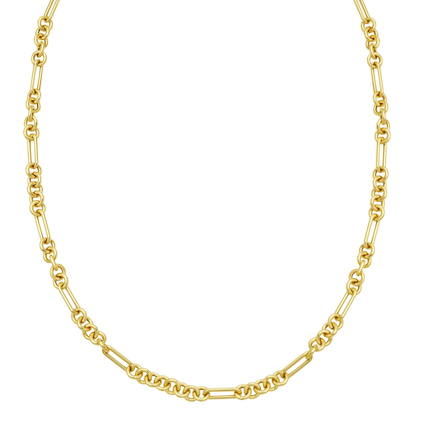 14K Yellow Gold Five And One Paperclip Link Chain Necklace