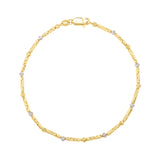 Two Tone Bar and Bead Bracelet in 14K Gold (1.70 mm)
