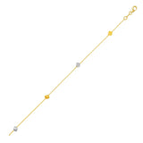 14k Two Tone Gold Bracelet with Polished Cubes