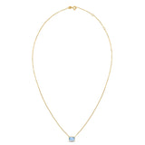 14K Yellow Gold Emerald Cut Blue Topaz Necklace