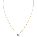 14K Yellow Gold Emerald Cut Blue Topaz Necklace
