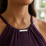 14k White Gold Smooth Flat Horizontal Bar Style Necklace