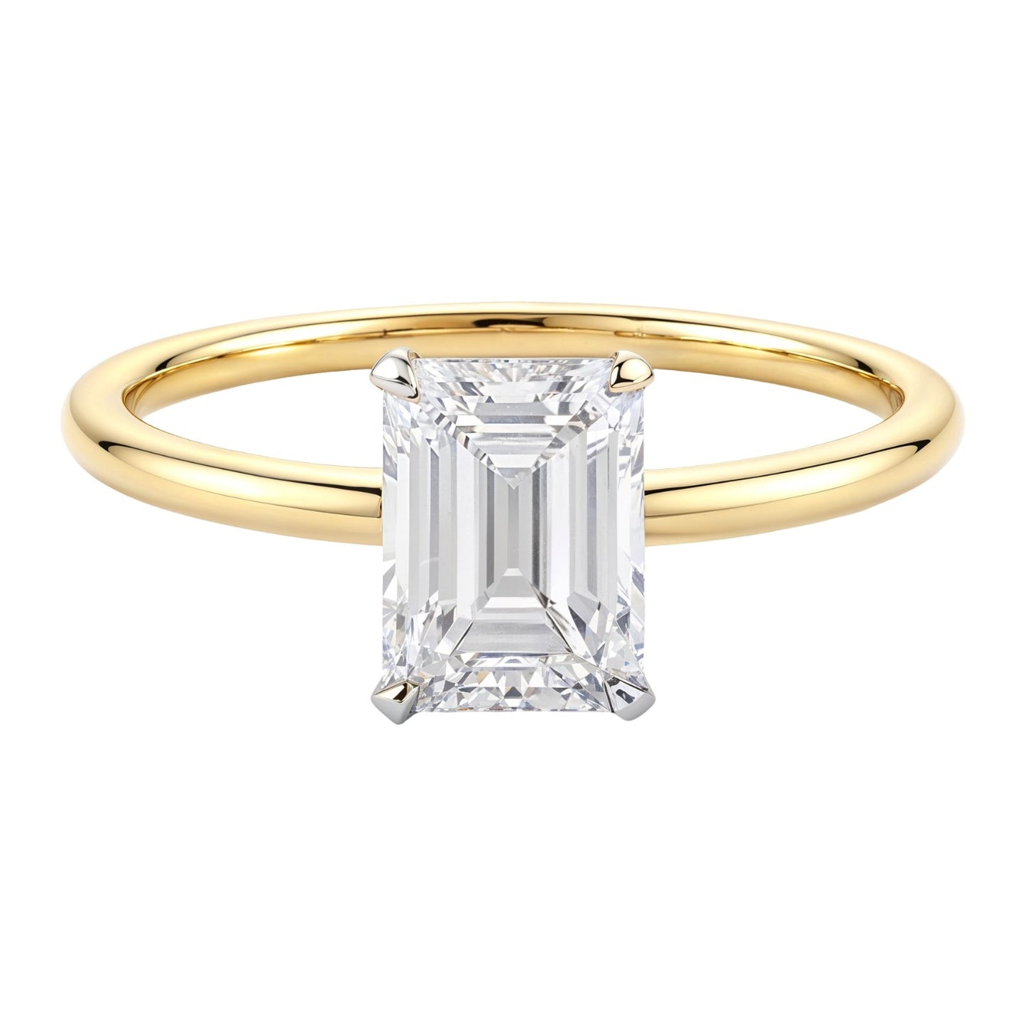 1.50Ct Emerald Lab Grown IGI G/VS1 Diamond Ring in 10K Yellow Gold