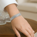 14k White Gold Faceted Panther Link Chain Bracelet