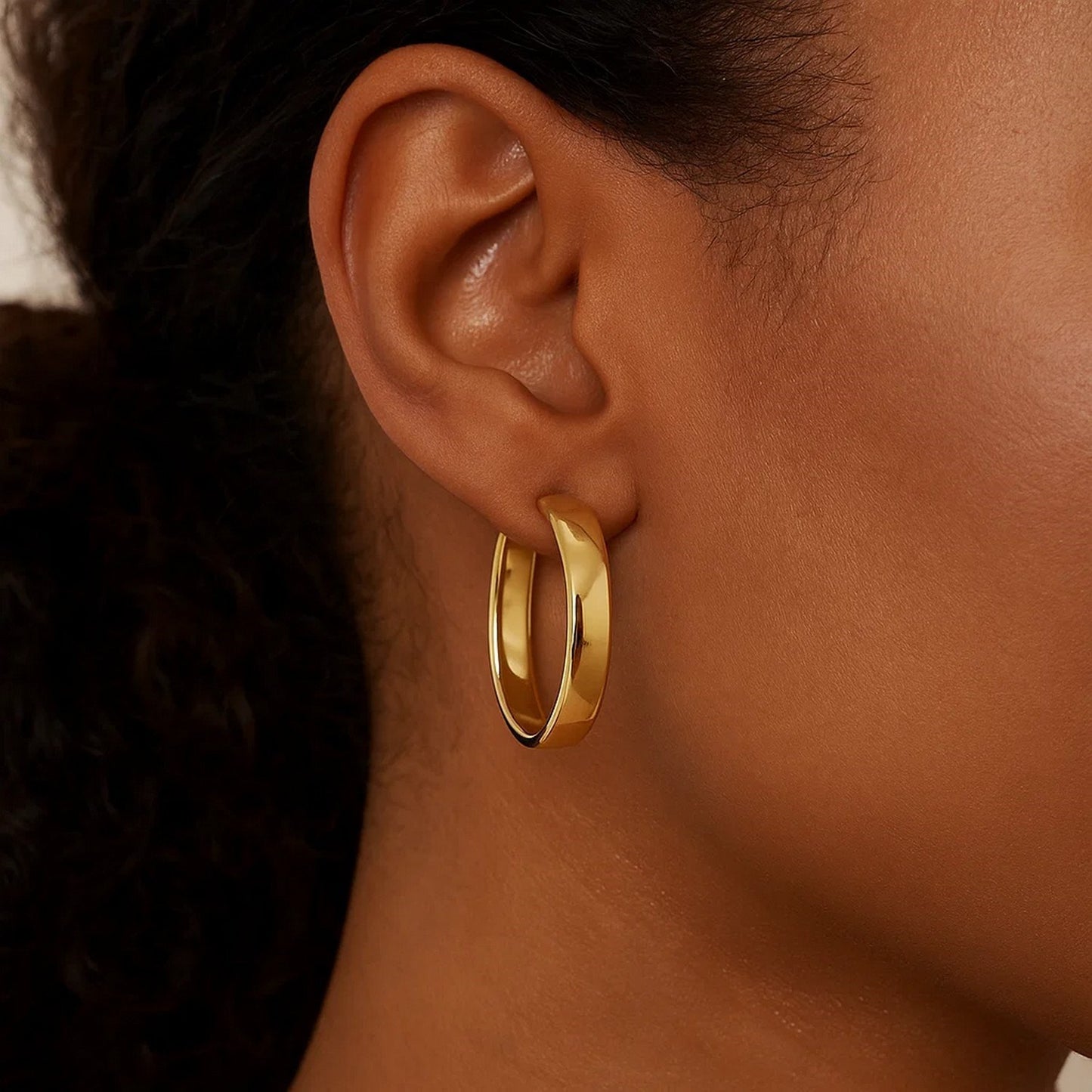 14k Yellow Gold Wedding Band Hoops (7x35mm)