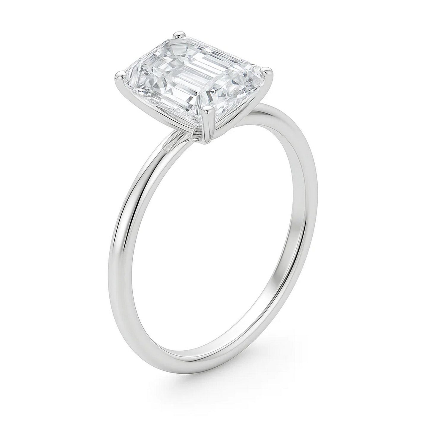 5 Carat Emerald Lab Grown IGI G/VS1 Diamond Solitaire Ring in 10K White Gold