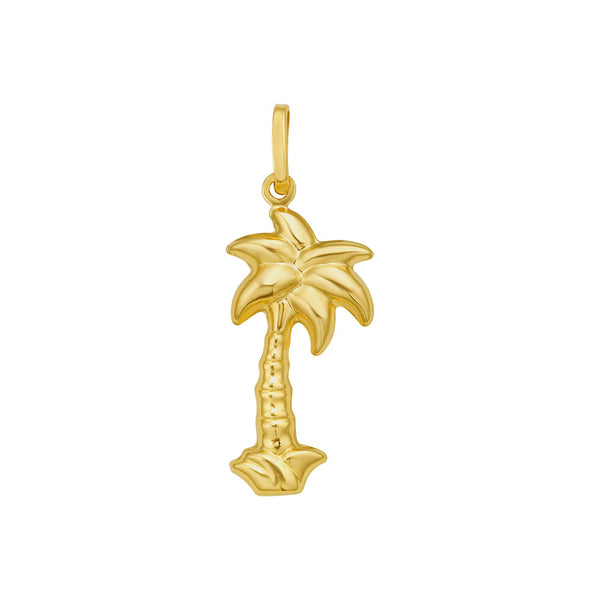 14K Yellow Gold Polished Palm Tree Charm Pendant